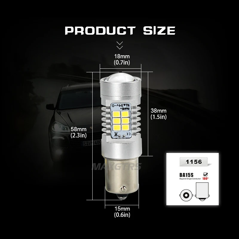 2 шт. автомобисветодиодный светодиодные лампы MAXGTRS S25 1156 BA15S P21W 21 SMD 2835|car amber lights|car