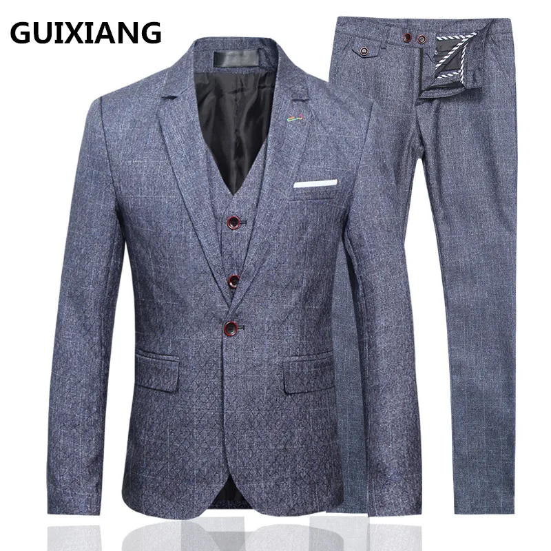 GUIXIANG 2017 костюм мужской высокого качества Серый Свадебный блейзер свадебное
