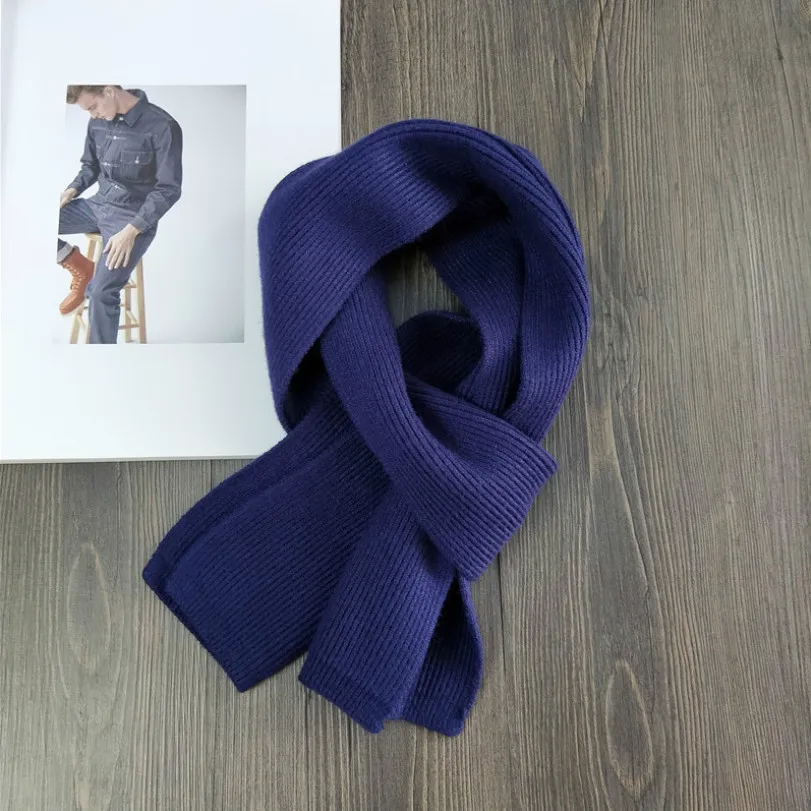 13 Navy Blue Корейский стиль, зимний женский шарф, женский зимний плотный длинный двухсторонний чистый цвет, студенческий вязаный шарф, теплый воротник - Цвет: 13 Navy Blue