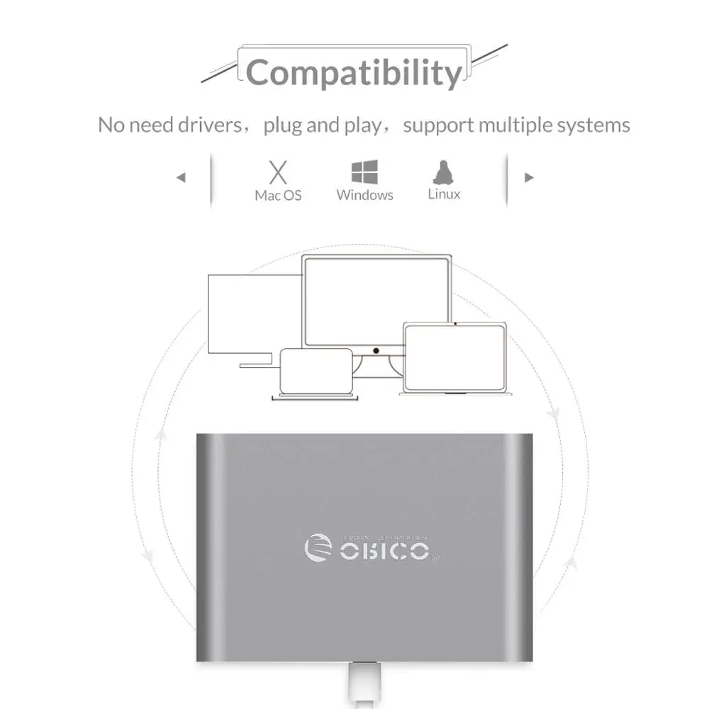 ORICO USB HUB Кабель-Переходник C на HDMI RJ45 VGA Тип-C PD адаптер для Mac/samsung Galaxy/huawei Тип 3 0