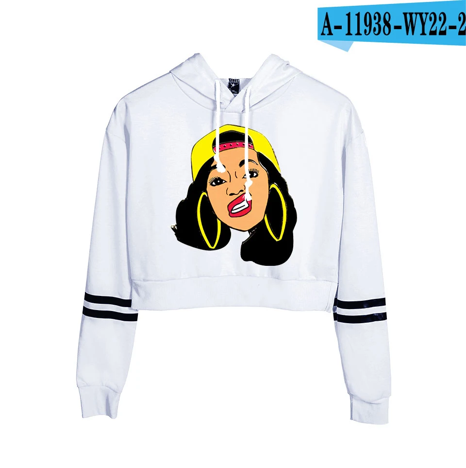 white Список Cardi B укороченный топ толстовки для женщин Kpop хлопок Harajuku высокое качество Cardi B девушка оранжевый свитер с капюшоном - Цвет: white