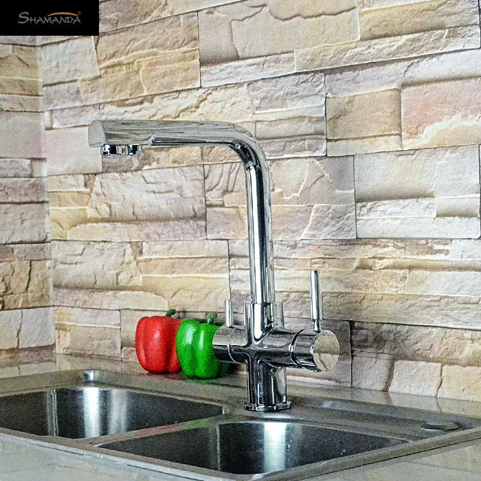 Латунный хромированный смеситель для кухни двойной раковины поворот на 360