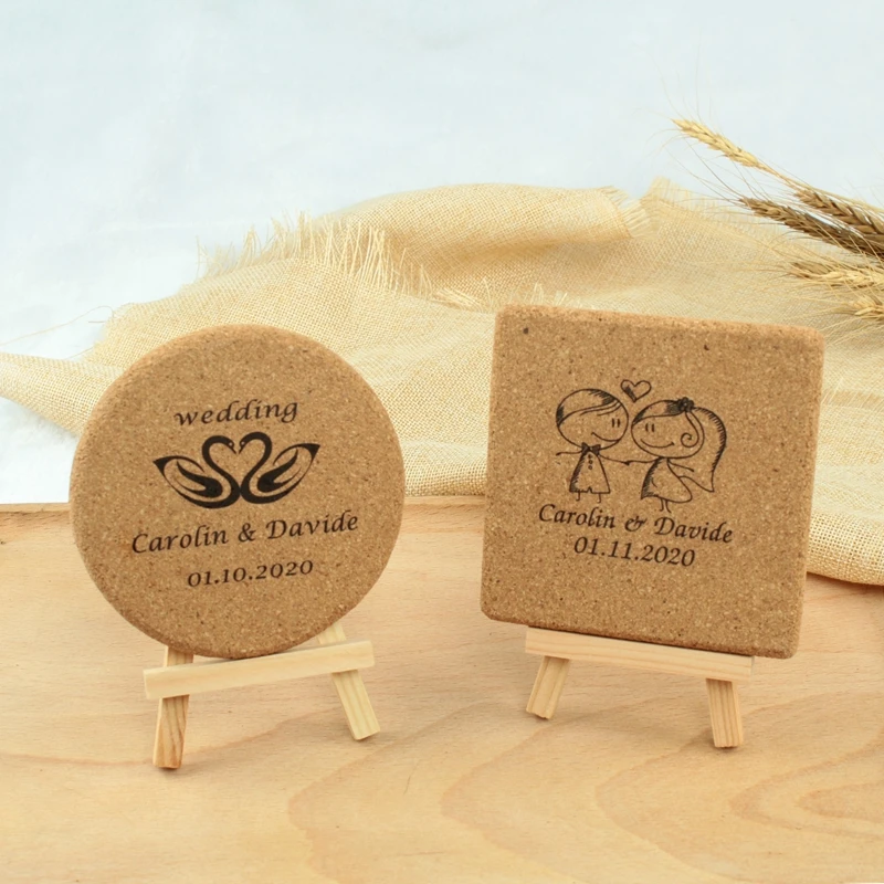 5 шт. индивидуальный логотип свадебные пробковые подстаканники