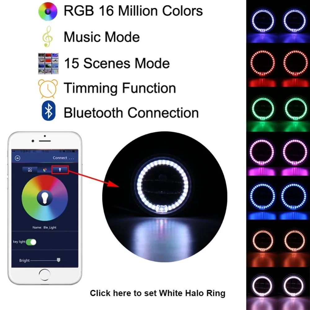Цветная (RGB) гало кольца светодиодные противотуманные светильник изменение цвета