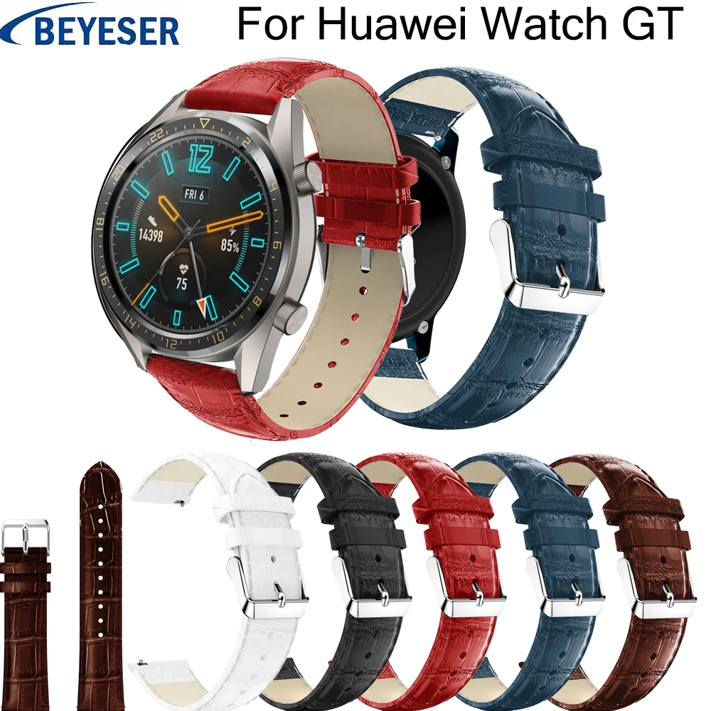 Кожаный ремешок для часов huawei GT/для samsung galaxy Watch 46 мм, сменный ремешок для часов, наручный ремень, браслет, ремешок для часов