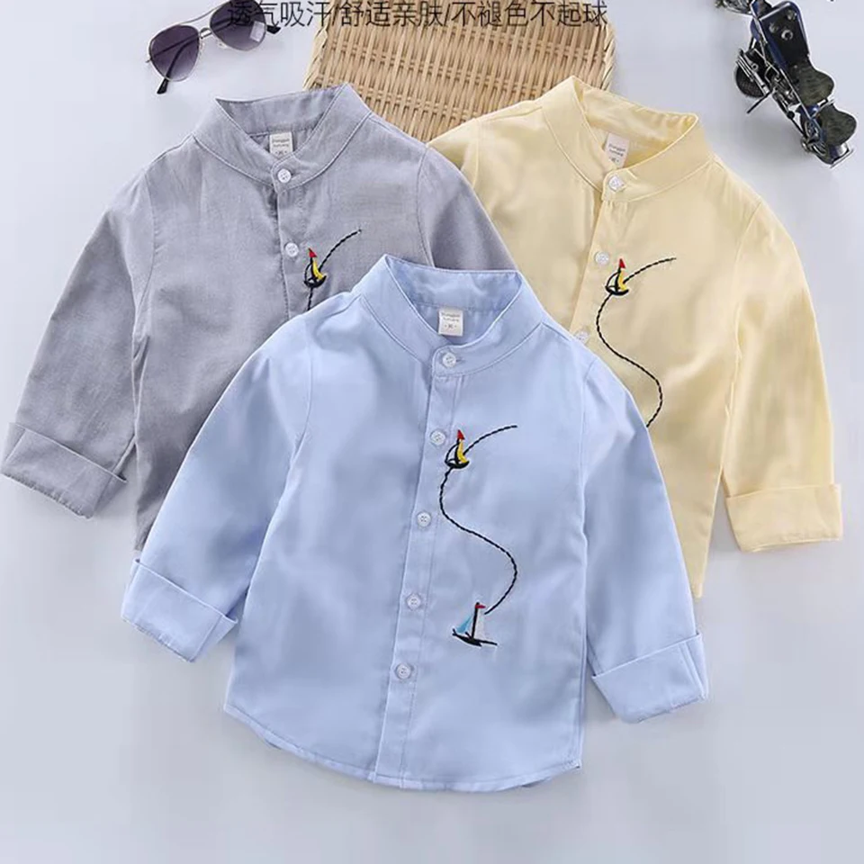 

For 18M-8 Yrs Cute Baby Kids Boys Long Sleeve Shirt Cartoon Pattern Tops Blouse 2019 New Fashion Spring Autumn Boys Clothes