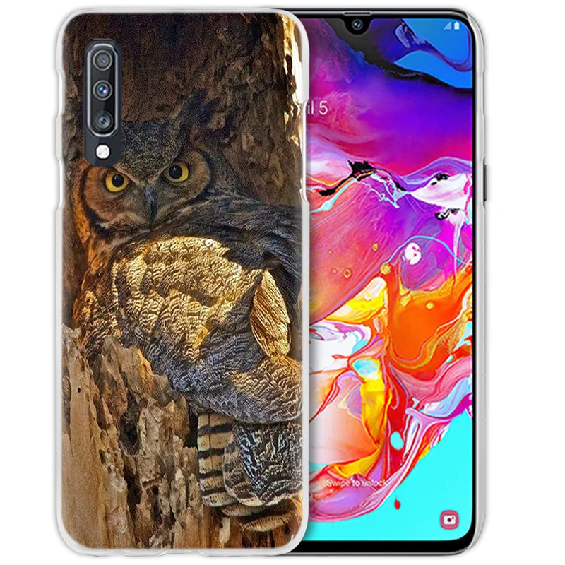 Животное чехол для samsung Galaxy A50 A70 A20e A40 A30 A20 A10 A8 A6 плюс A9 A7 жесткий прозрачный чехол для телефона чехол с камуфляжным принтом совы