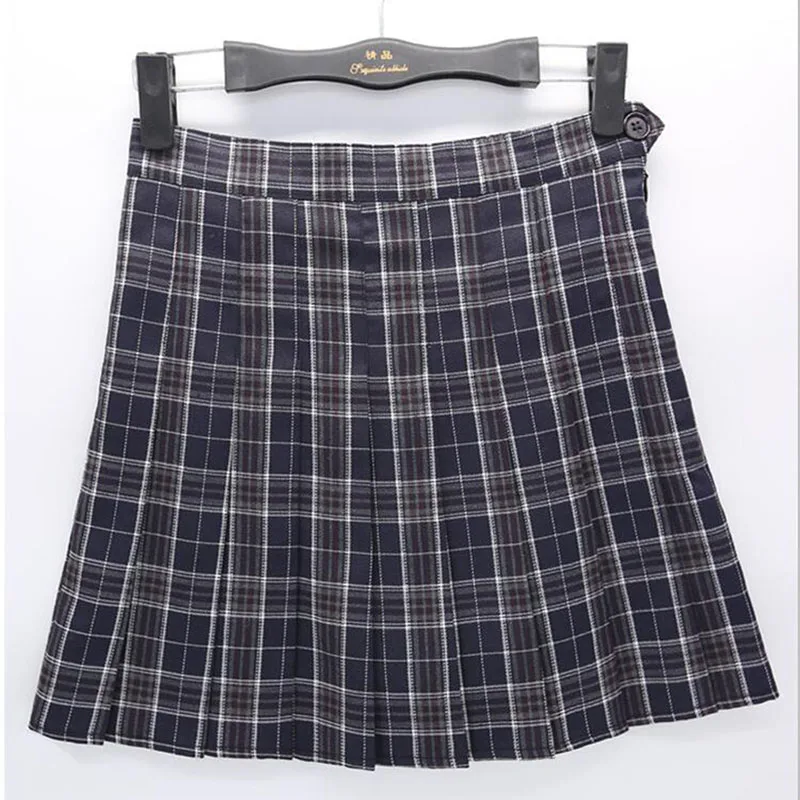 Женская клетчатая юбка А-силуэта школьная с высокой талией плиссированная
