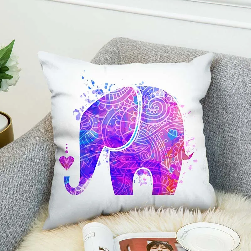 Watercolor Elephants New High Grade Decorative Pillow Case Car Home Sofa Cushion Cover 3D Digital Print style-1 | Дом и сад