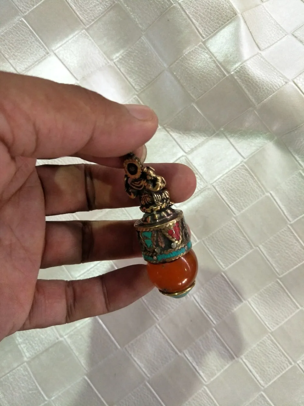 Редкий Старый тибетский буддизм инкрустированный драгоценный камень кулон