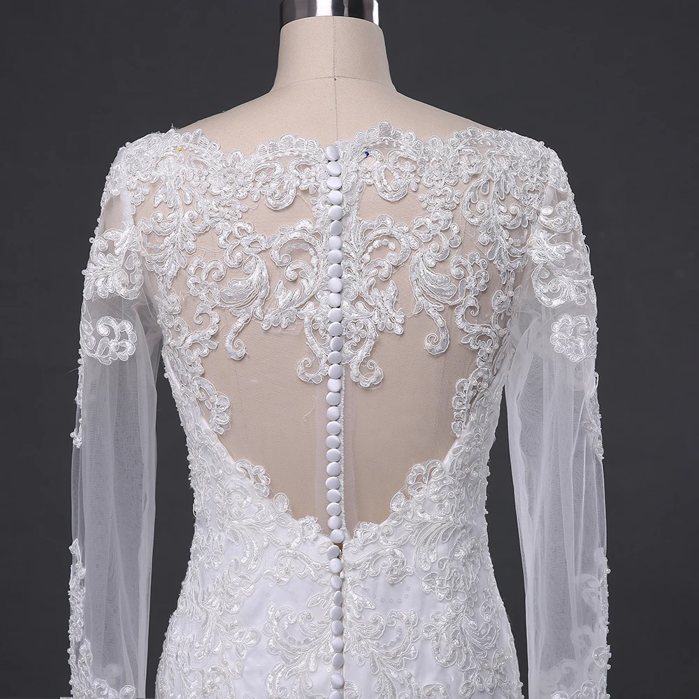 Vestidos de noiva Longo com Renda сексуальное платье Русалка с длинным рукавом свадебное