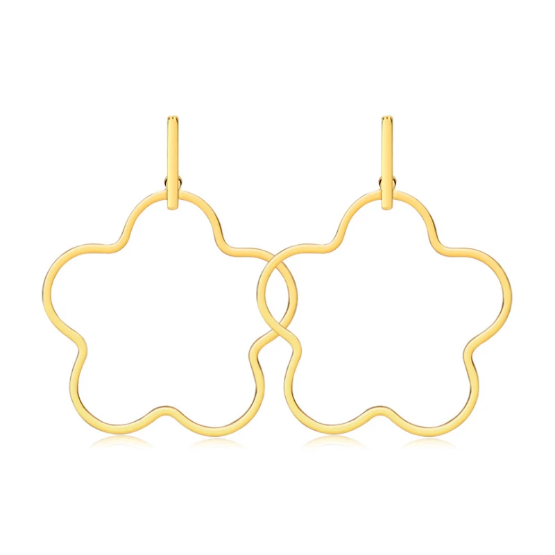 1 пара женские серьги кольца из нержавеющей стали с цветком сливы|Серьги-кольца| |