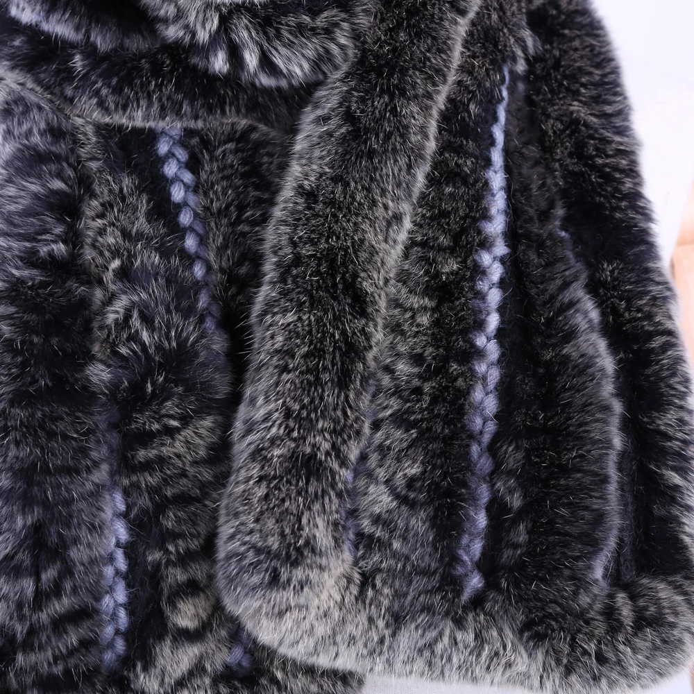 Женский зимний шарф ручной вязки из натурального меха кролика рекс|scarf wrap|women winter