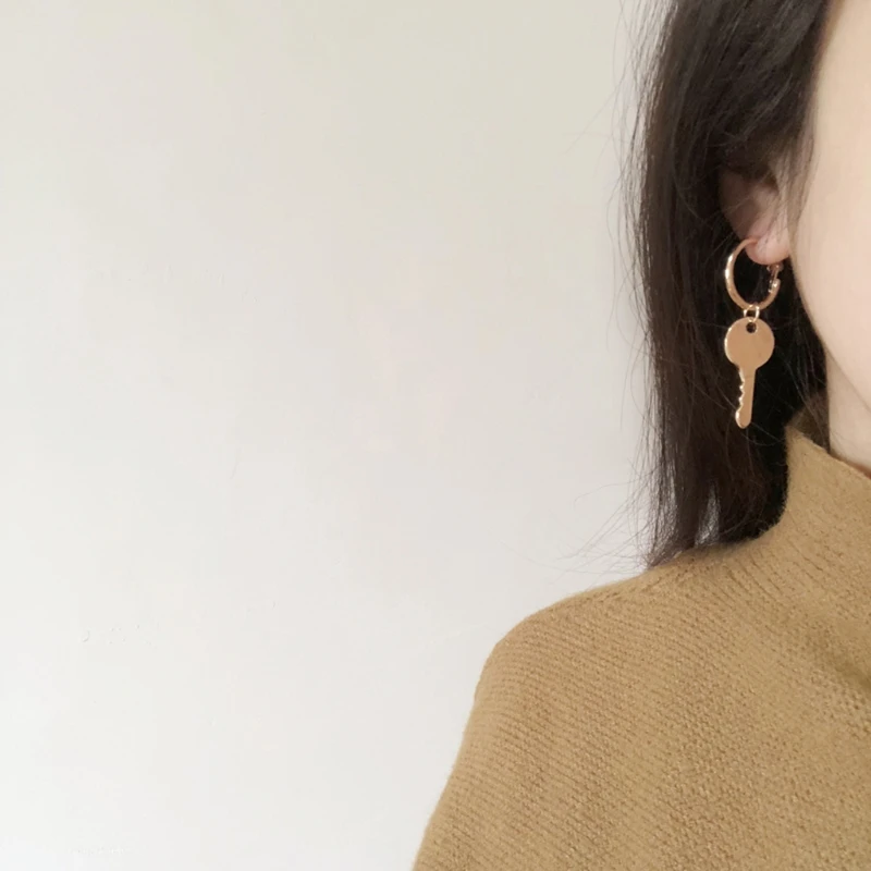 Fashion Jewelry Pair of Earrings Key Lock For Women Color Couple Small Bff Simple Accessories | Украшения и аксессуары