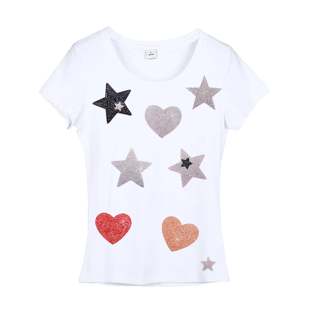 6.5cm rhinestone star stickers rhinestones applique 5pcs/pack hotfix heat transfer design iron on For kids garment bag shoe
