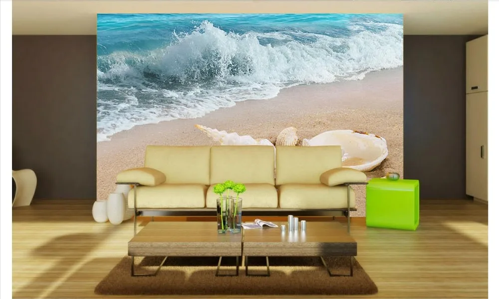 Фотообои 3d фрески на заказ синее небо белые облака море солнечный пляж морской
