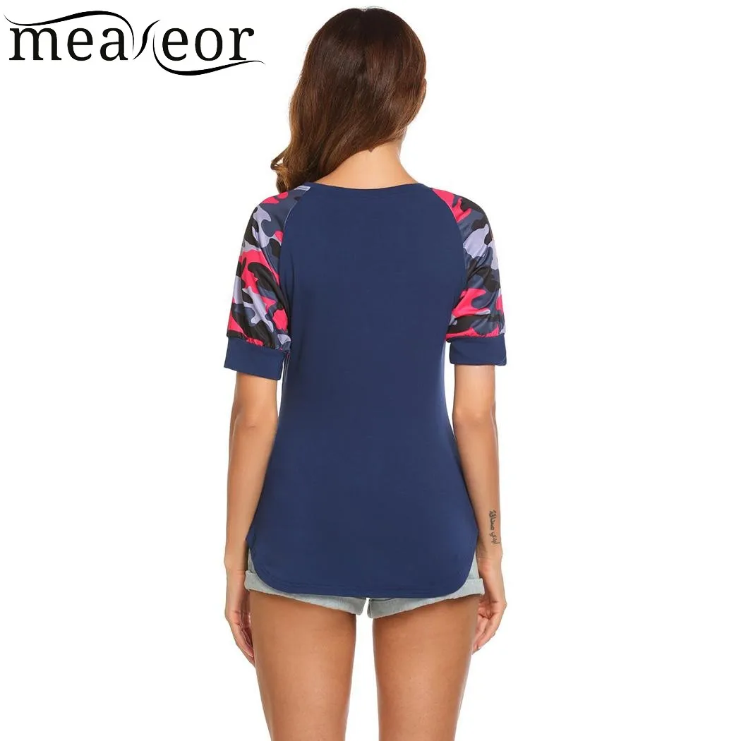 Meaneor/женская Повседневная камуфляжная футболка с коротким рукавом и