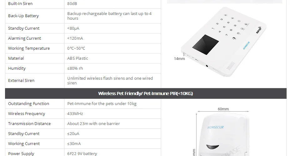 Homsecur беспроводный ЖК-дисплей 3g WI-FI SMS автодозвон охранной сигнализации Системы+ 4 pet-иммунная PIR LA02-3g