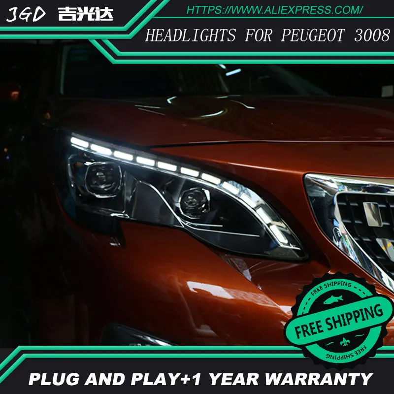 Автомобильный Стайлинг корпус передней фары для peugeot 3008 фары светодиодный фары DRL H7 D2H Hid вариант Ангел глаз Bi Xenon