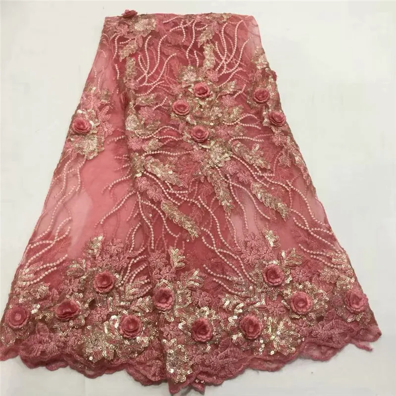 African 3D Lace Fabric 2018 High Quality Material Embroidery Nigerian With Sequins French A1194-1 | Дом и сад