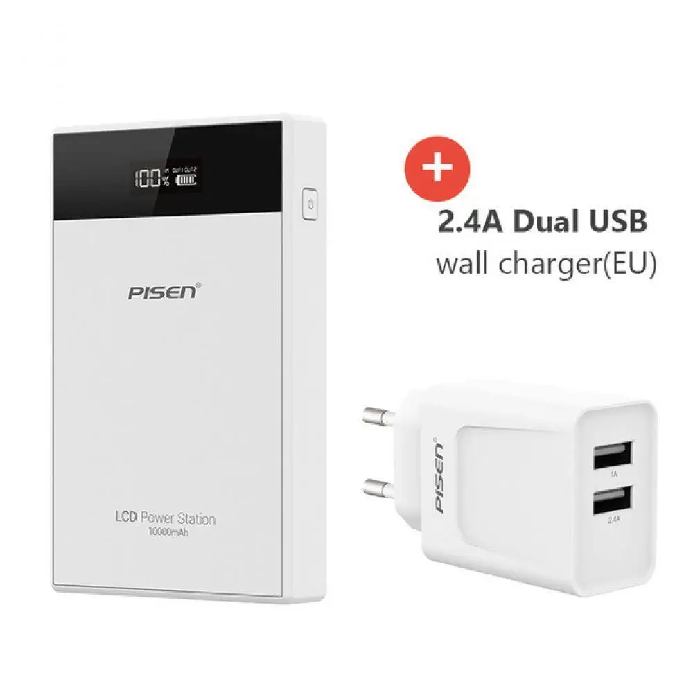 PB PISEN 10000 мАч power Bank Dual USB портативный мобильный телефон Внешний аккумулятор