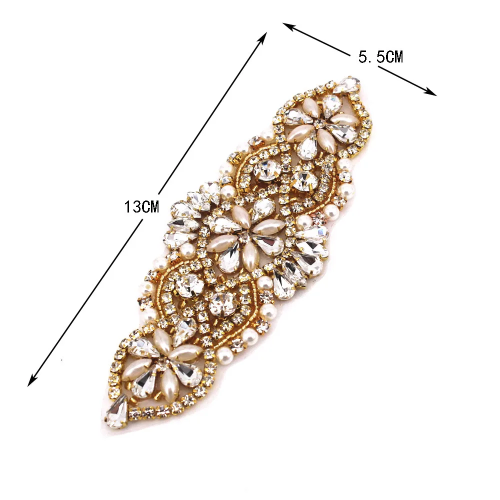 1 Pcs Handmade Iron On Patch Motif Applique Bridal DIY Rose Gold Crystal Rhinestones Appliques For Gown Sash Accessory | Свадьбы и