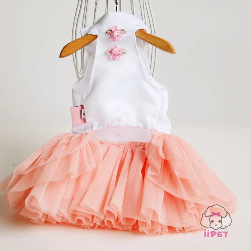 Вечерние платья принцессы из хлопка с цветочным кружевом одежда для собак щенков