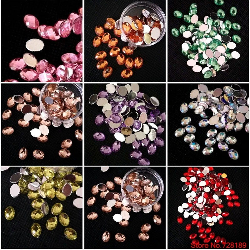

25pcs/pack 6*8MM Oval Glitters Acrylic Drill Diamond 3D Nail Art DIY Rhinestones Decorations