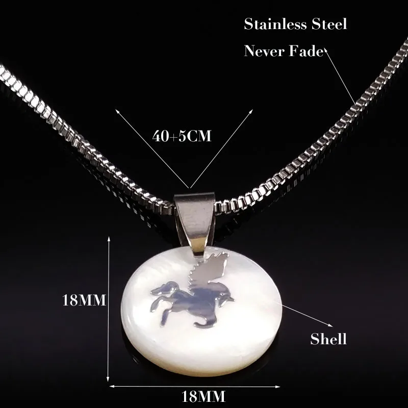 2021 Единорог корпус из нержавеющей стали ожерелье для женщин серебро Цвет