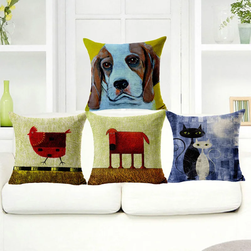 2016 Dog/cow/emoji/cat collection pillowcase Top Decorative Throw Pillows Case Linen Cotton Cushion Cover Creative Decoration | Дом и сад