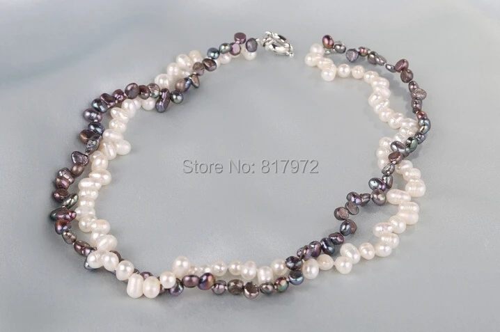 

Ожерелье женское ручной работы, ювелирное изделие из натурального пресноводного барочного жемчуга класса ААА, 5-6 мм, черного и белого цвета,...