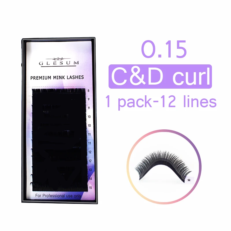 

GLESUM 0.15 C&D Beauty make-up,Mink eye lashes, Matte black lash and individual eyelashes, Artificial false eyelash
