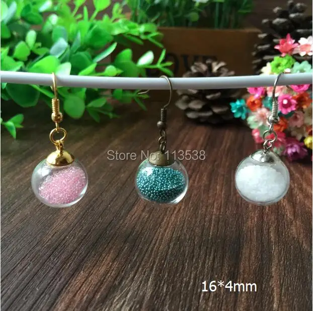 Бесплатная Доставка! 50 компл./Лот 16 мм * 4 круглый стеклянный шар и античная бронза