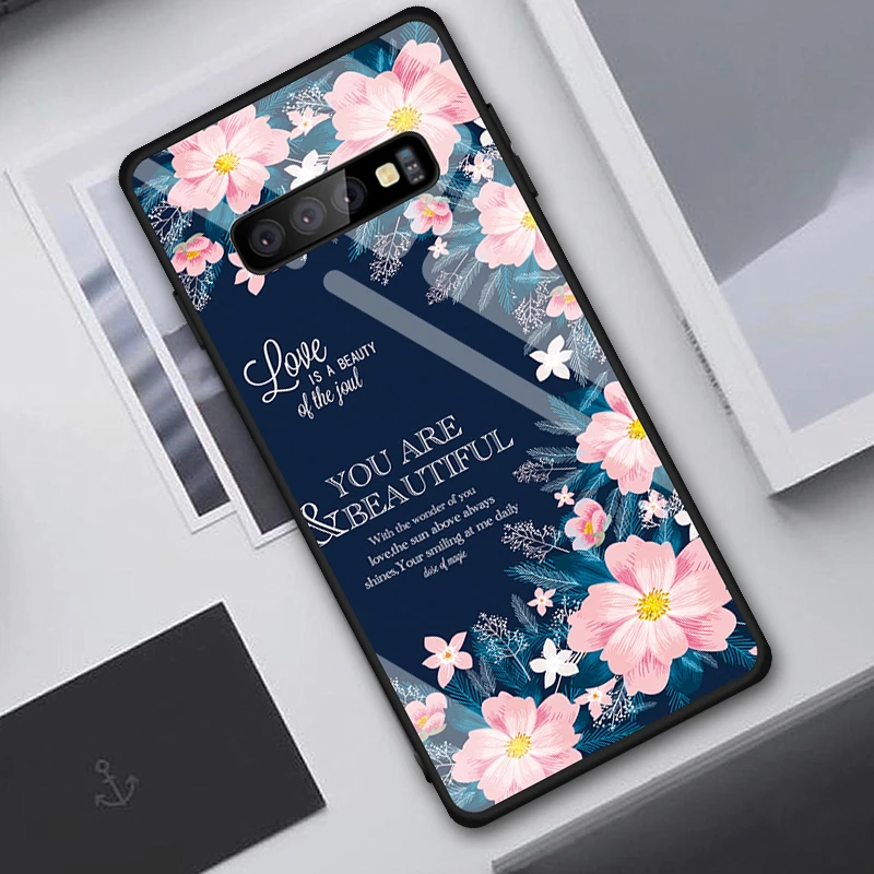 13 Чехол из закаленного стекла для samsung Galaxy S10 S9 S8 Plus S10e A7 Note 9 8 противоударный чехол градиентный чехол с изображением звезд - Цвет: 13