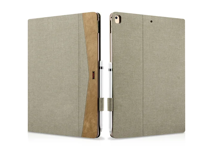 Прочный тканевый кожаный чехол для iPad Pro 12,9, ультра тонкий флип-чехол с функцией пробуждения сна, умный чехол для iPad Pro 12,9 дюйма - Цвет: Light Grey