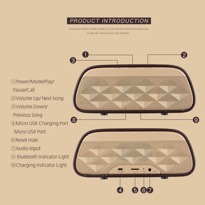 Высококачественный кожаный беспроводной bluetooth динамик портативный тканевый