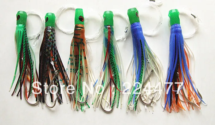 Free Shipping-Mixed Set 3 size Combo Octopus Skirt Game lures Tuna Trolling Fishing Tackle Soft Bait PP soft head with Hoo | Спорт и