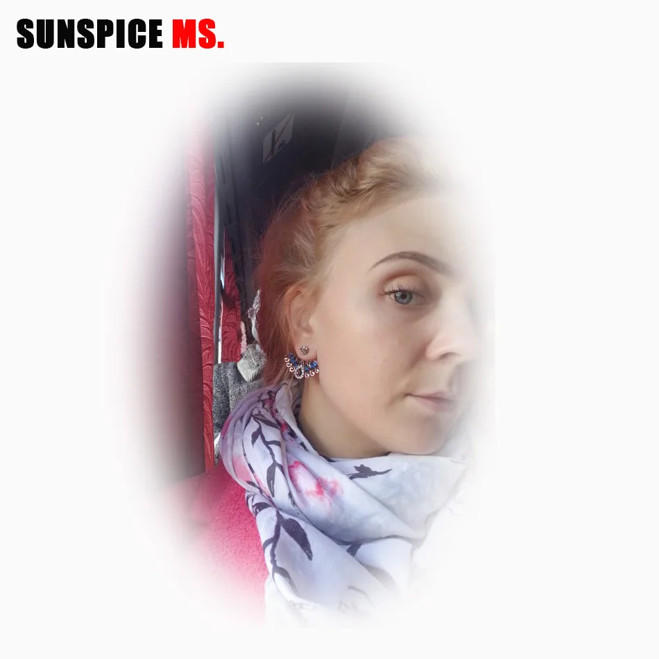 Женские серьги гвоздики SUNSPICE уникальные турецкие из синей смолы с двусторонним