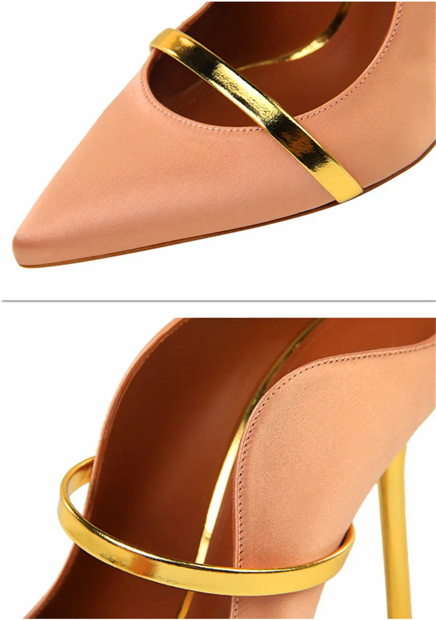 7 Colors Solid Silk Women Slippers Pointed Toe Outdoor Sandals High Heels Woman Sexy Party Show Thin Ladies Shallow Summer Shoes