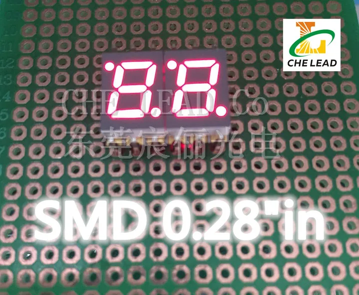 SMD цифровая трубка 0 28 дюймов 2 бит smd Красный 7-сегментный светодиодный дисплей