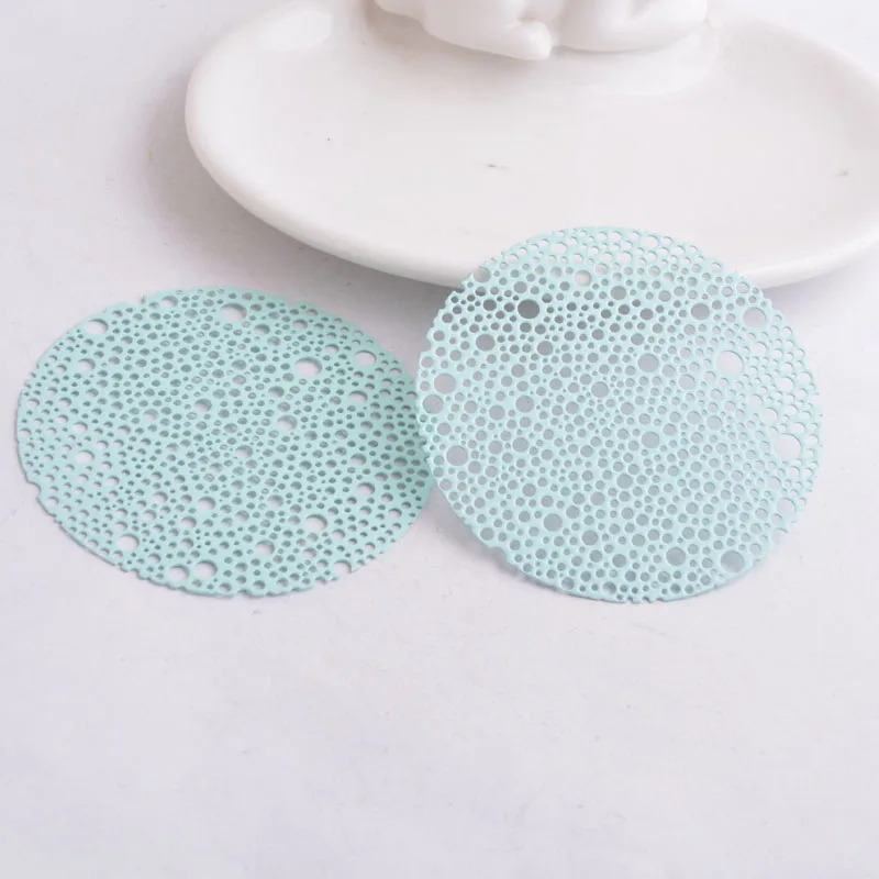Light Blue 20 шт. AA2302 59 мм* 59 мм большое круглое Очарование Большой кулон металлические ювелирные изделия латунь - Цвет: Light Blue