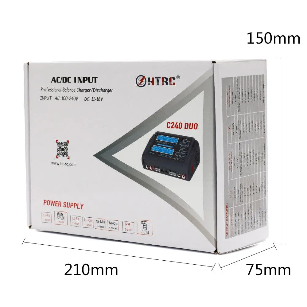 HTRC C240 DUO AC 150W DC 240W Dual Channel 10A RC Balance lipo зарядное устройство с гарнитурой для