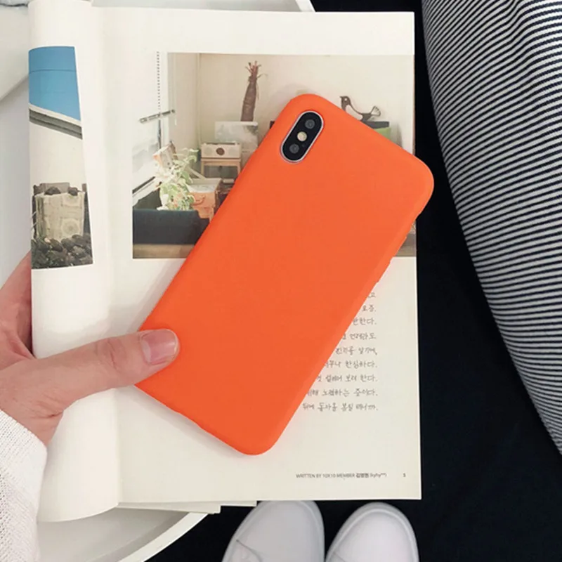 Милый яркий оранжевый чехол для телефона samsung Galaxy S10 S9 S8 S7 Plus Edge Note 8 9 матовый чехол Мягкий силиконовый чехол