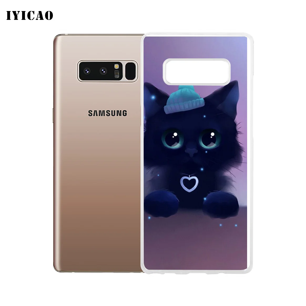Мягкий силиконовый чехол для телефона IYICAO cute neon kitty Samsung A5 A6 Plus A7 A8 A9 J3 J5 J7 Note 8 9 TPU |