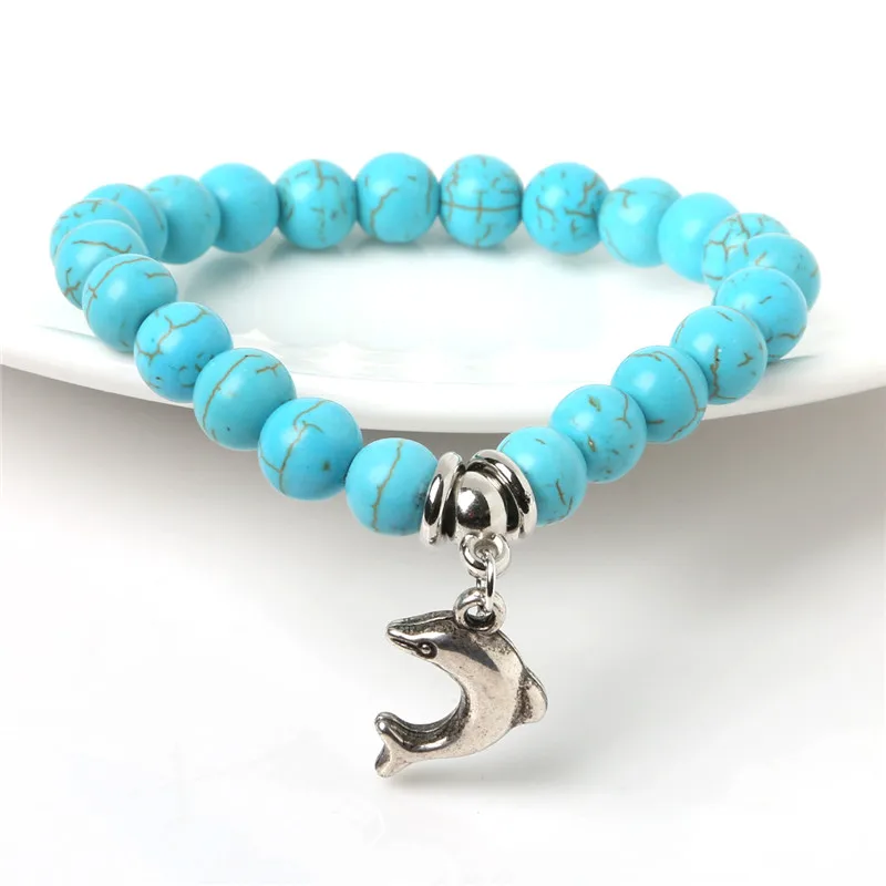 Женский браслет с подвесками в богемном стиле эластичный камнями аксессуары для