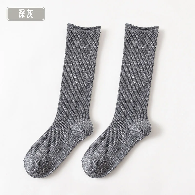 Dark Gray Caramella/1 пара осенне-весенних женских носков модные блестящие Гольфы хлопковые мягкие универсальные высокие носки для девочек calcetines mujer - Цвет: Dark Gray