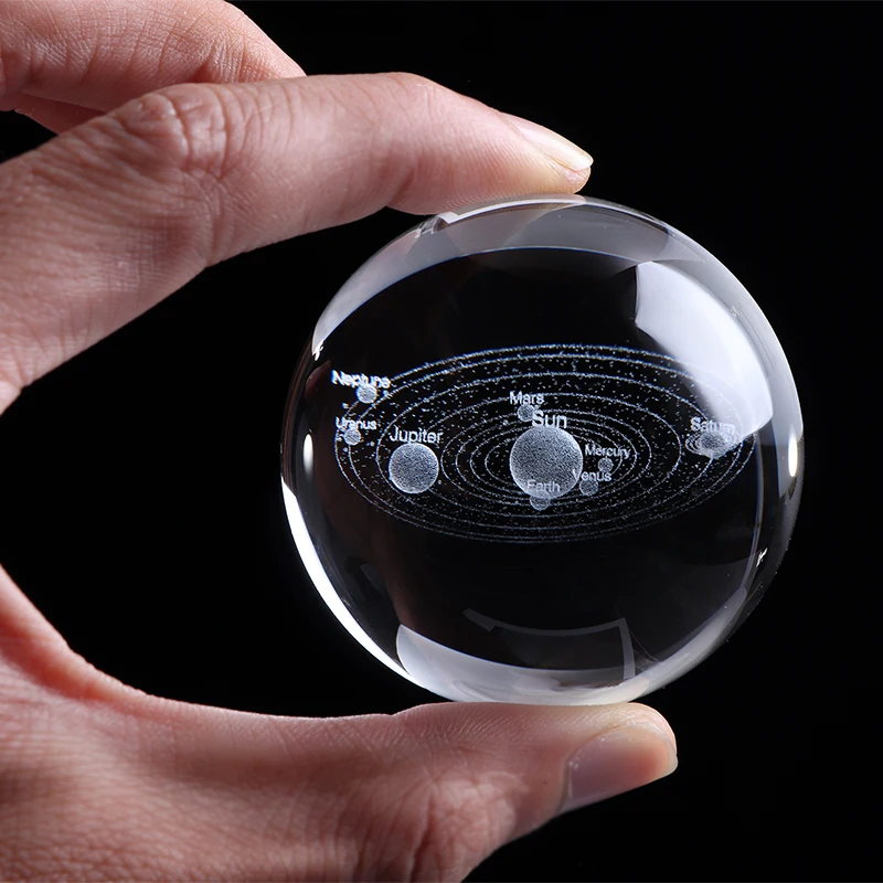 

6cm Laser Engraved Solar System Ball 3D Miniature Planets Model Sphere Crystal Ball Home Decoration Accessories Decoracion Hogar