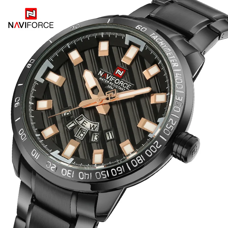 Naviforce модные золотые часы кварцевые Для мужчин лучший бренд класса люкс Аналоговый Наручные часы Водонепроницаемый Спортивные часы мужской Relogio Masculino - Цвет: BlackRoseGold