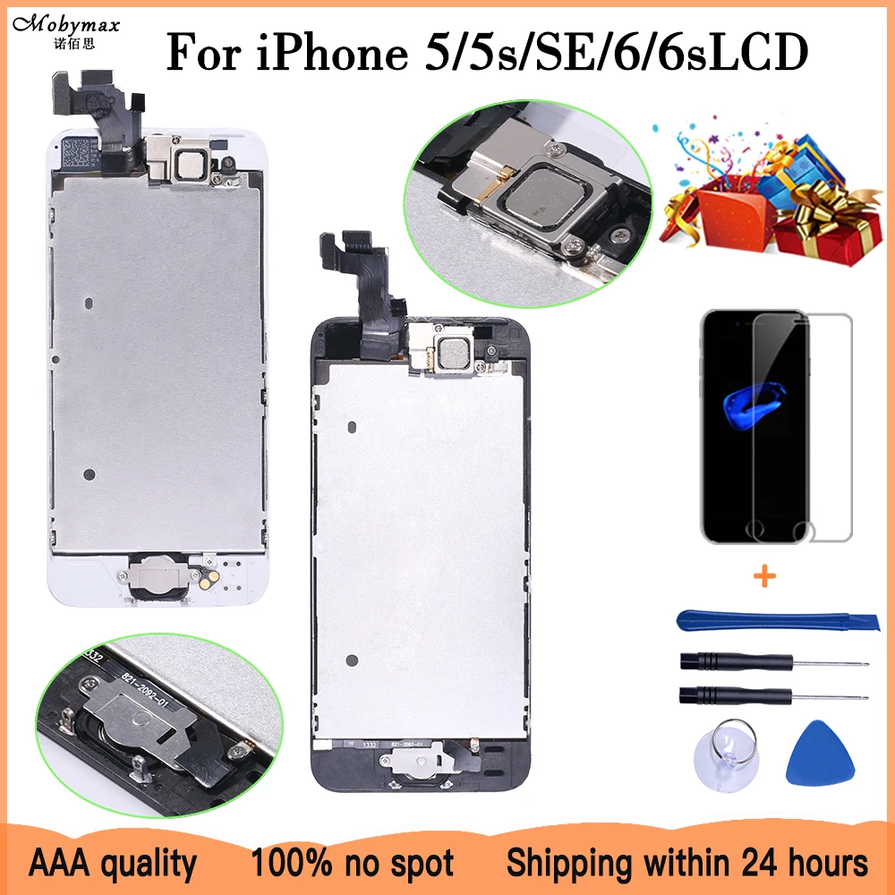 Full Assembly LCD Display for iPhone 5s 6s se 6 Touch Screen Digitizer Replacement with Home Button Front Camera Complete LCD