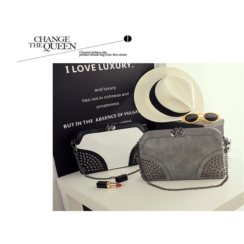 Заклепки Плеча Женщин Сумка женская верхняя одежда Старинные Скраб Оболочки